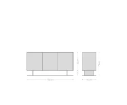 SideboardCuor 150 cm Keramik Emperador Extra Lucidato Dunkelbraun 3 Türen Fuß Schwebeoptik Metall Schwarz Sofort versandfertig