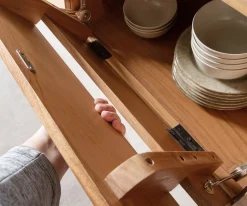 SideboardEloi 240x40 cm Akazie Natur 2 Türen 6 Schubladen V-Fuß Edelstahl Sofort versandfertig
