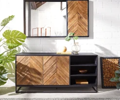 SideboardFamke 145 cm Mango Teak 2 Türen 3 Fächer Sofort versandfertig