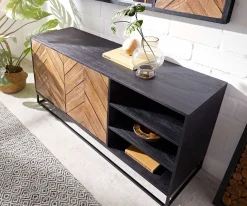 SideboardFamke 145 cm Mango Teak 2 Türen 3 Fächer Sofort versandfertig