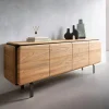 SideboardGiacinto 180 cm Ulme Natur 4 Türen L-Fuß Schwarz Sofort versandfertig