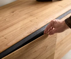 SideboardGiacinto 180 cm Ulme Natur 4 Türen L-Fuß Schwarz Sofort versandfertig