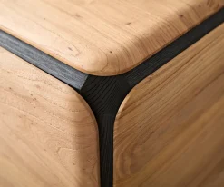 SideboardGiacinto 180 cm Ulme Natur 4 Türen L-Fuß Schwarz Sofort versandfertig