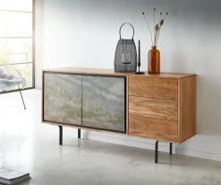 SideboardJuwelo 150 cm Akazie Natur mit Steinfurnier Versandfertig ca. 28.08.26