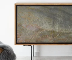 SideboardJuwelo 150 cm Akazie Natur mit Steinfurnier Versandfertig ca. 28.08.26
