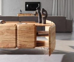SideboardKiano 175 cm Akazie Natur 4 Türen V-Fuß Edelstahl Raumteiler Sofort versandfertig