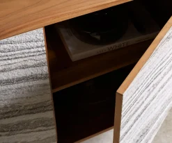 SideboardKleo 175 cm Akazie Natur 4 Türen V-Fuß Edelstahl Sofort versandfertig