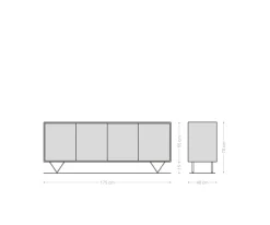 SideboardKleo 175 cm Akazie Natur 4 Türen V-Fuß Edelstahl Sofort versandfertig