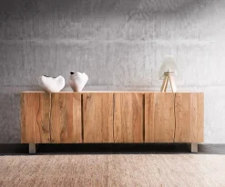 SideboardLive-Edge 220 cm Akazie Natur massiv 6 Türen Sofort versandfertig