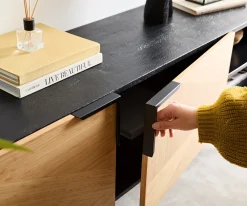 SideboardMikkusu 175 cm Bambus Natur Mango Schwarz 2 Türen 2 Fächer Metall Schwarz Versandfertig ca. 06.11.26