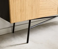 SideboardMikkusu 175 cm Bambus Natur Mango Schwarz 2 Türen 2 Fächer Metall Schwarz Versandfertig ca. 06.11.26