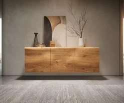 SideboardNew Live-Edge Live-Edge 145 cm Eiche Natur 3 Türen schwebend Sofort versandfertig