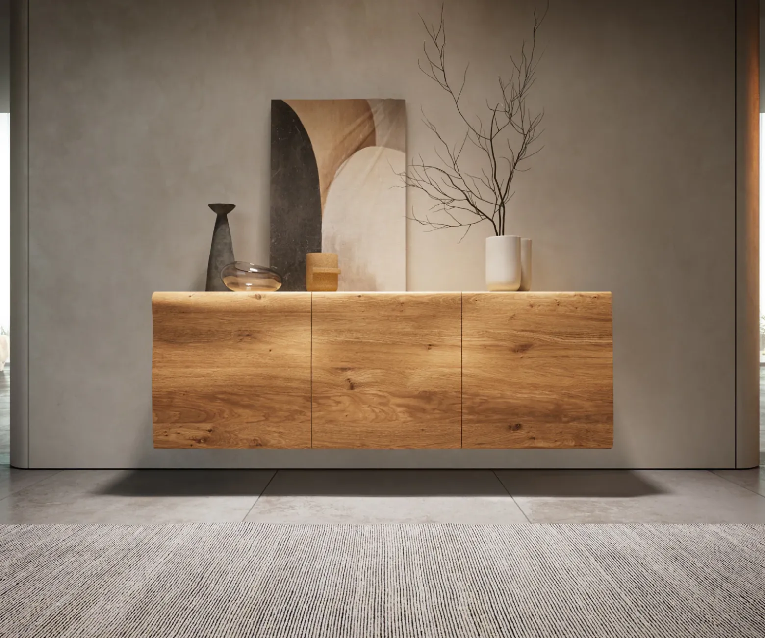 SideboardNew Live-Edge Live-Edge 145 cm Eiche Natur 3 Türen schwebend Sofort versandfertig