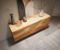 SideboardNew Live-Edge Live-Edge 145 cm Eiche Natur 3 Türen schwebend Sofort versandfertig