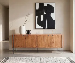 SideboardRivoro 210 cm Akazie Natur 4 Türen Sofort versandfertig