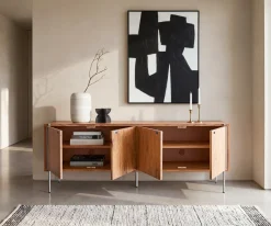 SideboardRivoro 210 cm Akazie Natur 4 Türen Sofort versandfertig