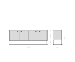SideboardRivoro 210 cm Akazie Natur 4 Türen Sofort versandfertig