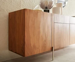 SideboardSecara 200 cm Akazie Natur 4 Türen 2 Schübe Marmor Füße Edelstahl Versandfertig ca. 25.11.26