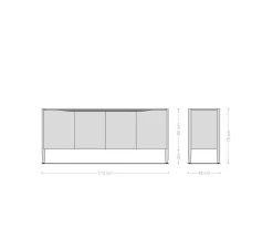 SideboardSimcha 175 cm Akazie Natur 4 Türen Sofort versandfertig