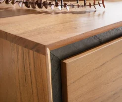SideboardStonegrace 200 cm Akazie Natur 4 Türen Steinfurnier V-Fuß Sofort versandfertig