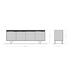 SideboardStonegrace 200x45 cm Akazie Natur 4 Türen Baumkante Sofort versandfertig