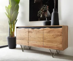 SideboardStonegrace 147x45 cm Akazie Natur 3 Türen Baumkante Sofort versandfertig