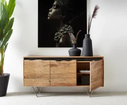 SideboardStonegrace 147x45 cm Akazie Natur 3 Türen Baumkante Sofort versandfertig