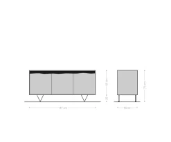 SideboardStonegrace 147x45 cm Akazie Natur 3 Türen Baumkante Sofort versandfertig