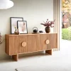 SideboardSurimu 175 cm Akazie Hellbraun 4 Türen 2 Fächer Kork-Griff Holzfüße Versandfertig ca. 28.08.26