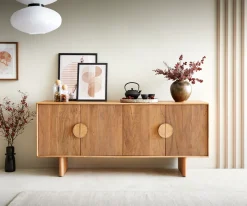 SideboardSurimu 175 cm Akazie Hellbraun 4 Türen 2 Fächer Kork-Griff Holzfüße Versandfertig ca. 28.08.26