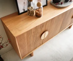 SideboardSurimu 175 cm Akazie Hellbraun 4 Türen 2 Fächer Kork-Griff Holzfüße Versandfertig ca. 28.08.26