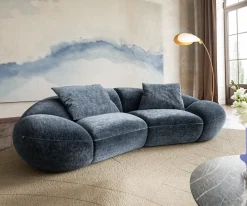 2-SitzerLunna 280x170 cm Chenille Blau 2 Kissen Sofort versandfertig