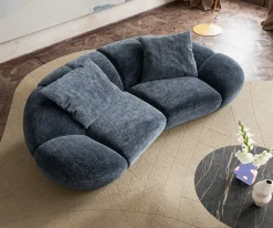 2-SitzerLunna 280x170 cm Chenille Blau 2 Kissen Sofort versandfertig
