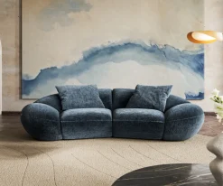 2-SitzerLunna 280x170 cm Chenille Blau 2 Kissen Sofort versandfertig