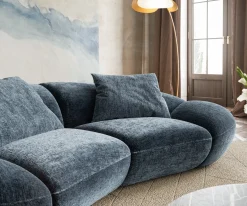 2-SitzerLunna 280x170 cm Chenille Blau 2 Kissen Sofort versandfertig