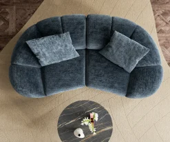 2-SitzerLunna 280x170 cm Chenille Blau 2 Kissen Sofort versandfertig