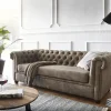 SofaChesterfield 3-Sitzer 200x88 cm Vintage Taupe Couch Sofort versandfertig