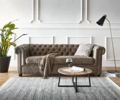 SofaChesterfield 3-Sitzer 200x88 cm Vintage Taupe Couch Sofort versandfertig