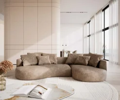 SofaEdina 330x170 cmMikrofaser Taupe Vintage Sofort versandfertig