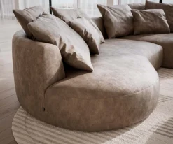 SofaEdina 330x170 cmMikrofaser Taupe Vintage Sofort versandfertig