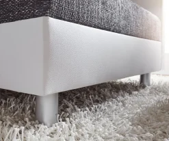 WohnlandschaftClovis XL Weiss Schwarz mit Hocker modular Sofort versandfertig