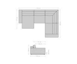 WohnlandschaftLanzo XL 360x260 cm Cord Beige Recamiere variabel Sofort versandfertig