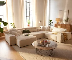 WohnlandschaftSirpio XL 360x260 cm Cord Beige Recamiere variabel Sofort versandfertig