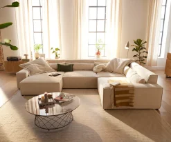 WohnlandschaftSirpio XL 360x260 cm Cord Beige Recamiere variabel Sofort versandfertig