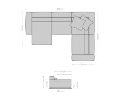 WohnlandschaftSirpio XL 360x260 cm Cord Beige Recamiere variabel Sofort versandfertig
